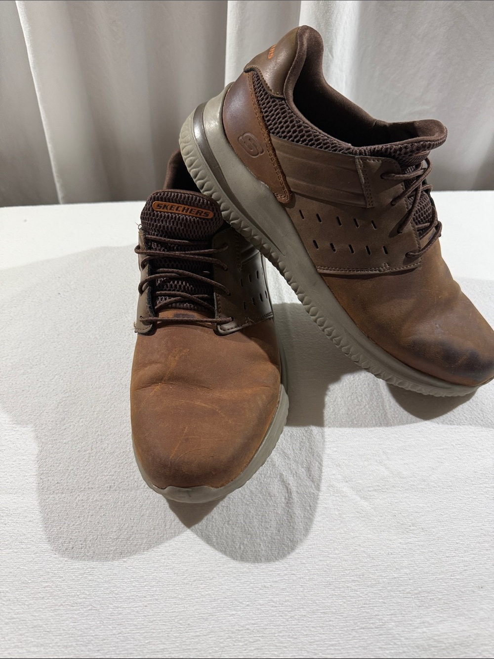 Skechers Men’s Brown Leather Athletic Sneakers
